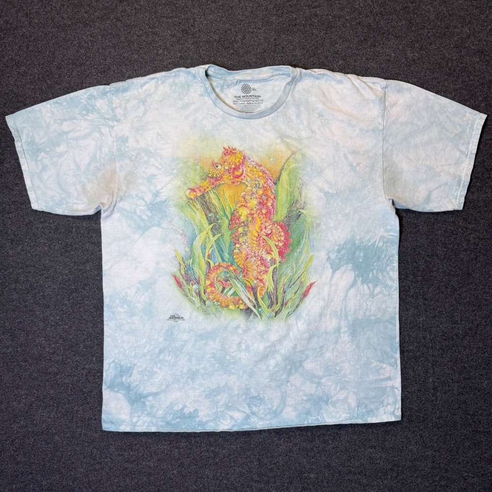 The Mountain Seahorse T-Shirt Mens 2XL Blue Tie Dye Nature Carol Cavalaris 2016